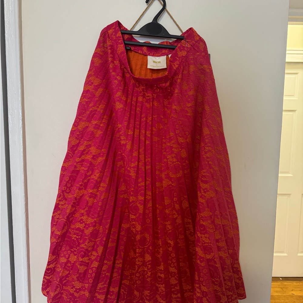 Anthropologie Pink and Orange A-Line Skirt